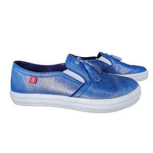 Barcelonetta Metallic Blue Slip on Loafers Tassel Shoes US Size 7.5